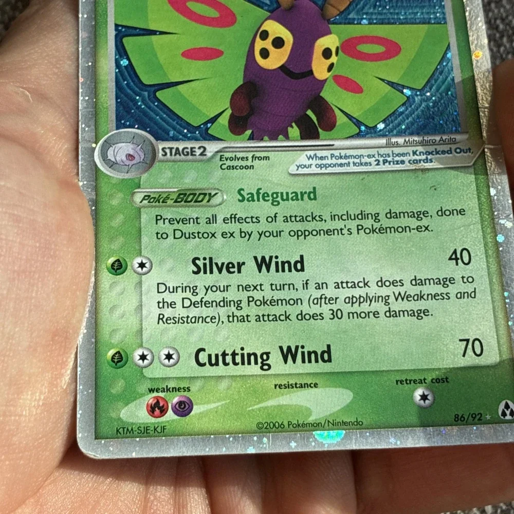 Dustox ex - 86/92 Pokemon Legend Maker - Silver Border Holo HP Heavily Played